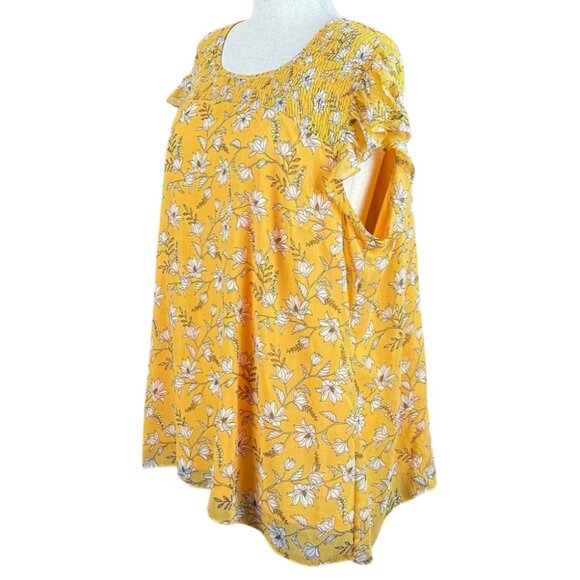 CITY CHIC YELLOW FLORAL CAP SLEEVE BLOUSE, SIZE 20 - Picture 2 of 5